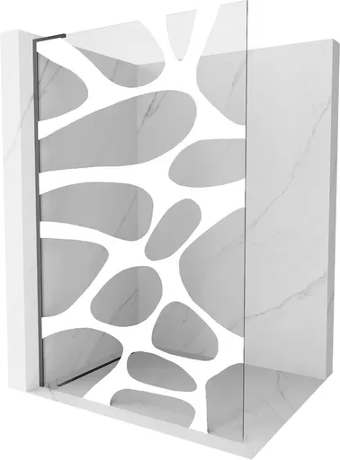 MEXEN/S KiotoL Sprchová zástěna WALK-IN 100 x 200, bílá vzor, grafit metal 800-100-103-95-97