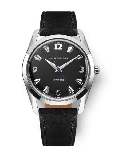 Nivada Grenchen Antarctic 35 mm - Black White Luminova - Black Leather