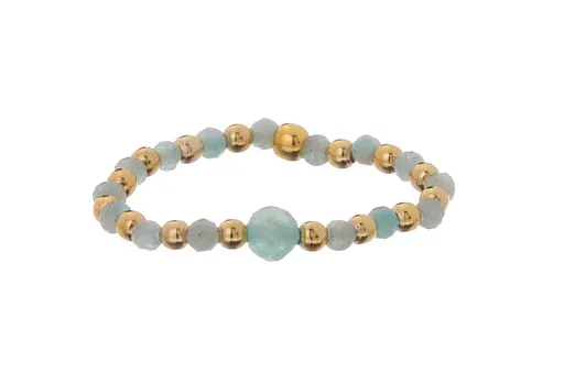 Alisia Pozlacený korálkový prsten s amazonitem AL4072.01.011 57 mm