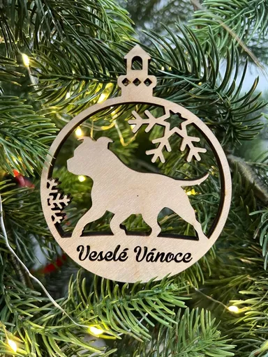 Vsepropejska Vánoční baňka se stafordem – ozdoba na stromeček Typ: Baňka 5