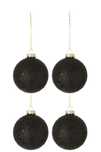 4ks černé vánoční koule  Baubles stars black  – Ø 10cm J-Line by Jolipa