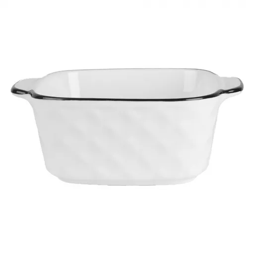 Bílá keramická miska s oušky a černým okrajem - 15*12*5 cm / 400 ml 6CEBO0212