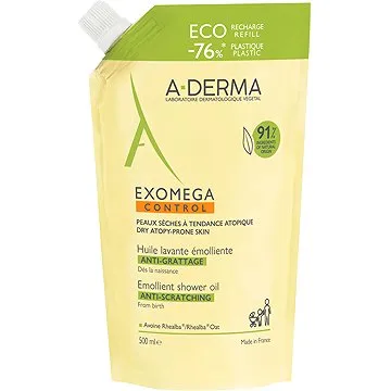 A-DERMA Exomega Control Zvláčňující sprchový olej - Recyklovatelná ECO náhradní náplň 500 ml (3282770388701)