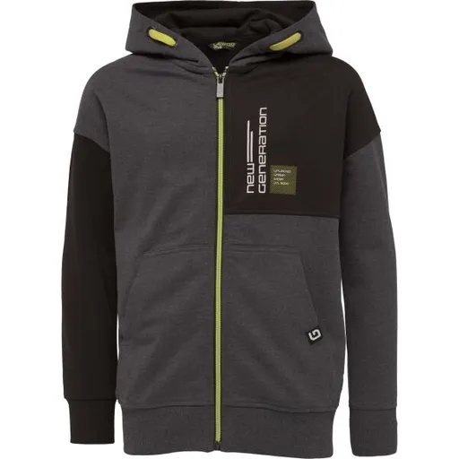 Lewro HAYCROFT Chlapecká celorozepínací mikina, tmavě šedá, velikost 152-158