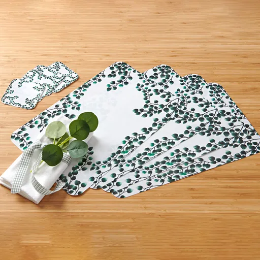 8 prostírání + podtácků Eukalyptus