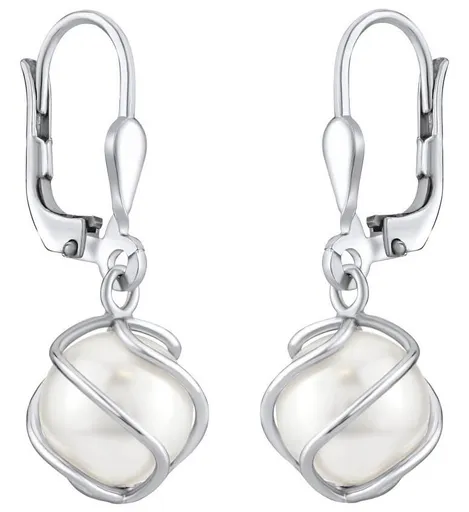 Silvego Elegantní visací náušnice se Swarovski® Perlou SILVEGOBP31644