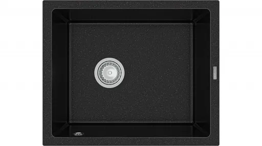MEXEN Pedro granitový dřez 1-miska 560x460 mm, černá / stříbrná metalíza 6508561000-73