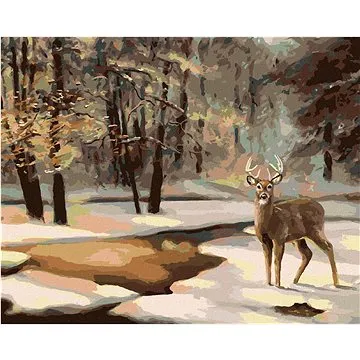 Zuty - Malování podle čísel - JELEN A ZAMRZLÝ POTOK (D. RUSTY RUST), 80x100 cm, vypnuté plátno na rá (HRAmmb03285nad)