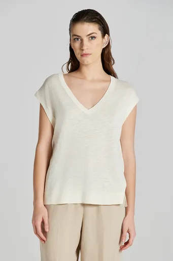VESTA GANT LINEN BLEND V-NECK VEST CREAM