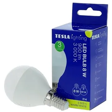 TESLA LED žárovka miniglobe BULB E14, 8W, teplá bílá (MG140830-7)