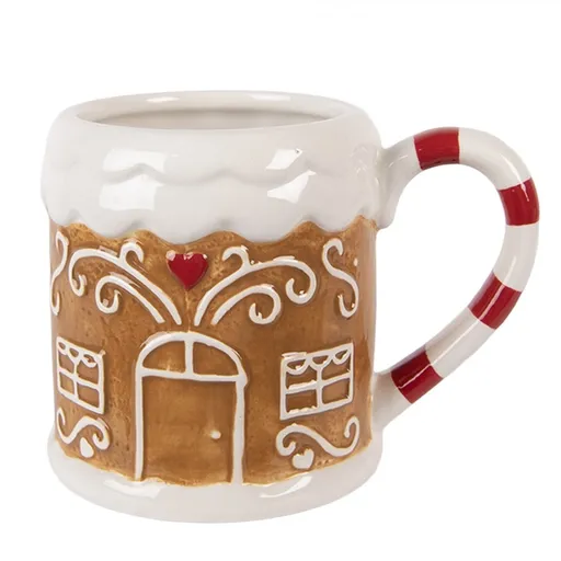 Hnědý hrnek perníková chaloupka Gingerbread - 14*10*10 cm / 350 ml 6CEMU0215