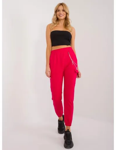 Dámské tepláky s řetízkovými detaily cargo červené