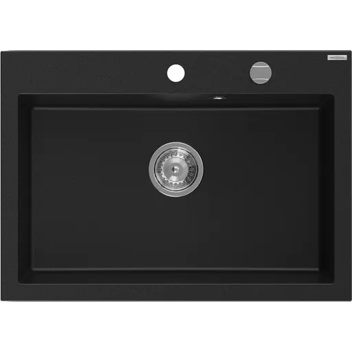 MEXEN Elix granitový dřez 1-miska 700 x 500 mm, černá, sifon chrom 6526701005-77
