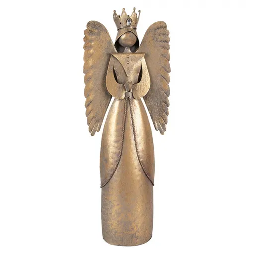 Zlatá antik kovová dekorace anděl Christmas Angel - 17*10*46 cm Clayre & Eef