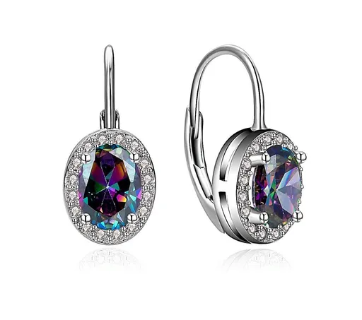 MOISS Elegantní stříbrné náušnice s barevnými zirkony E0000737