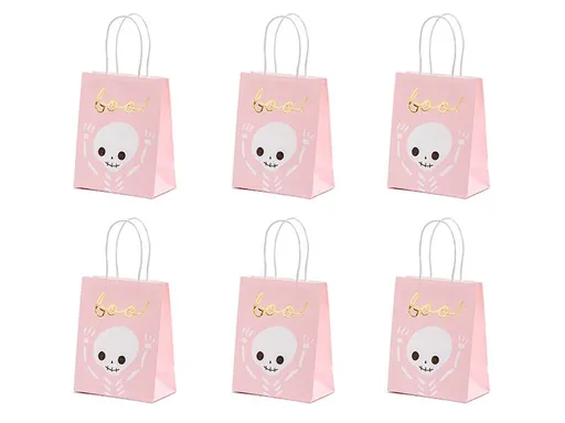 PartyDeco Darčeková párty taška - Boo ružová 6 ks