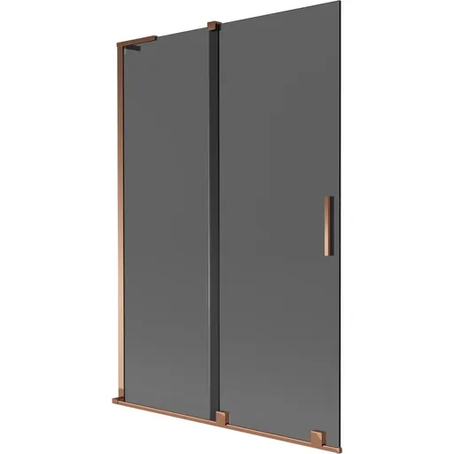 MEXEN/S Velar L dvoukřídlá posuvná vanová zástěna 120 x 150, grafit, růžové zlato 896-120-003-41-60
