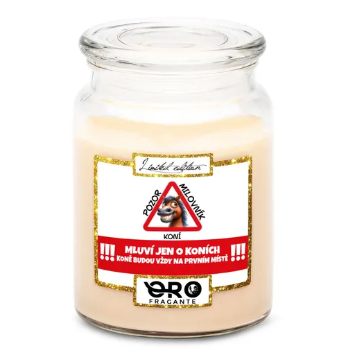 Svíčka Pozor milovník koní (Vůně svíčky: Vanilka)