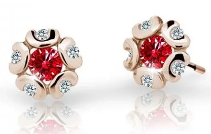 Cutie Jewellery Dětské náušnice z růžového zlata C2178-30-X-4 červená