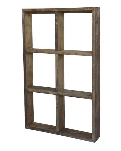 Hnědý antik nástěnný dřevěný regál Grimaud Unit - 94*19*152 cm 41079500