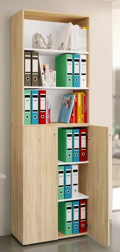 VCM Kancelářská skříň Lona 2XL s otočnými dveřmi + policí, dub sonoma