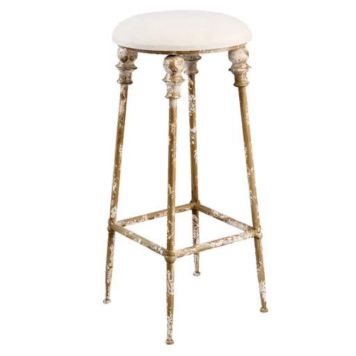 Barová vintage kovová stolička s polstrovaným sedákem - Ø 34*78 cm Clayre & Eef