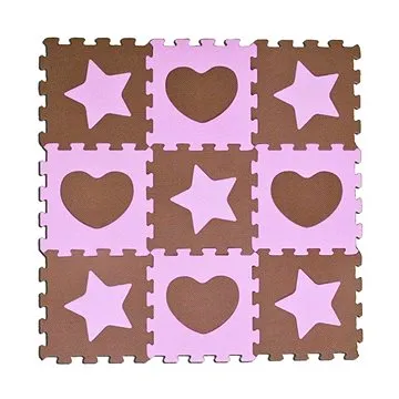 Sun Ta Toys Pěnové puzzle Hvězdy a srdce růžové S4 (30x30) (8590756748827)