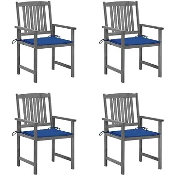 Režisérská křesla s poduškami 4 ks šedá masivní akáciové dřevo, 3061242 (3061242)