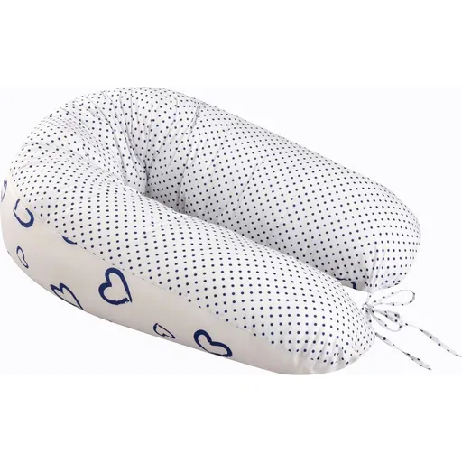 Bomimi Ados kojící polštář 150 x 30 cm, srdíčka puntíky modrá bílá