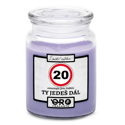 Svíčka Ty jedeš dál – výběr věku (věk: 20, Vůně svíčky: Levandule)