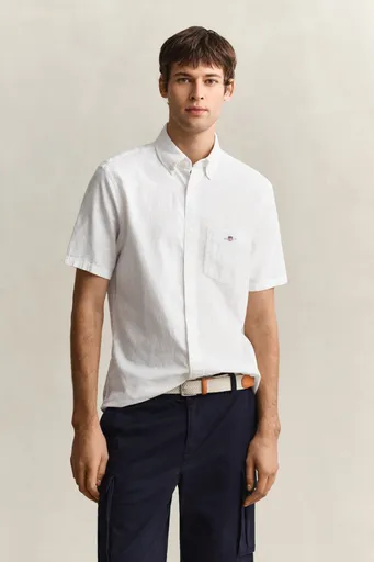 KOŠILE GANT REG COTTON LINEN SS SHIRT WHITE