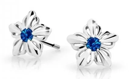 Cutie Jewellery Dětské kytičkové náušnice z bílého zlata C2238-30-X-2 modrá