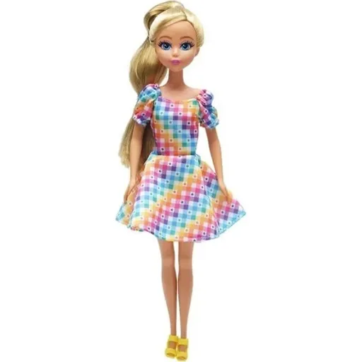 Funville Dreameez panenka v kornoutku blond vlasy kostkované šaty