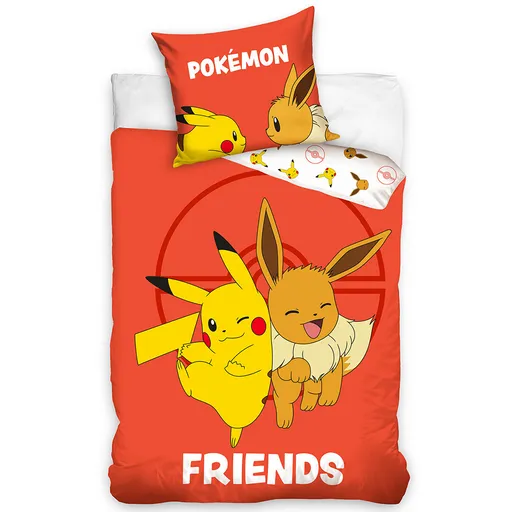 Carbotex Dětské povlečení Pokémon Eeve a Pikachu, 140 x 200 cm, 70 x 90 cm
