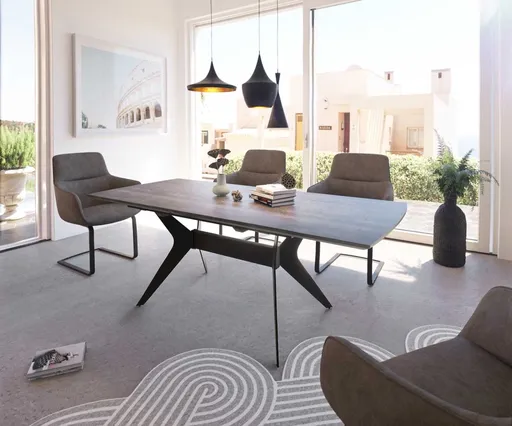 Jídelní stůl Edona 160/200x90 cm keramika šedá kovová