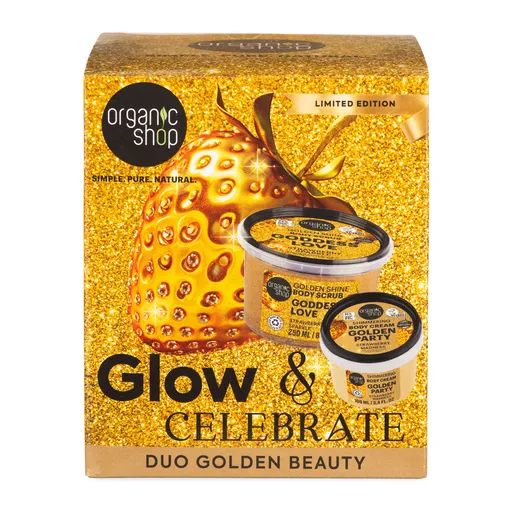 Organic Shop Glow&Celebrate Zlatý dárkový set 250 ml + 100 ml
