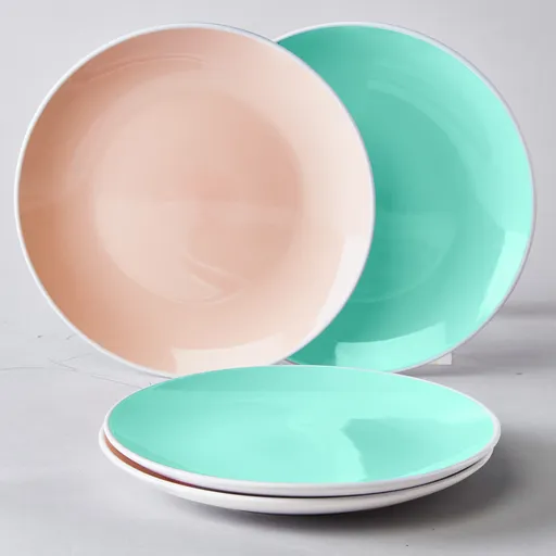 4 dezertní talířky růžová /zelená Basilico