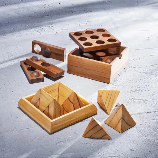 Dřevěné hlavolamy, sada 2 ks