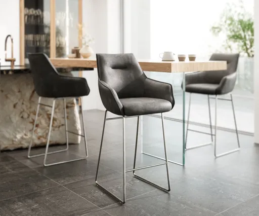 Barová židle Alja-Flex tenká podnož nerezová ocel mikrovlákno