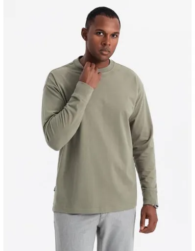 Pánský dlouhý rukáv s polo límcem na zip - černý V8