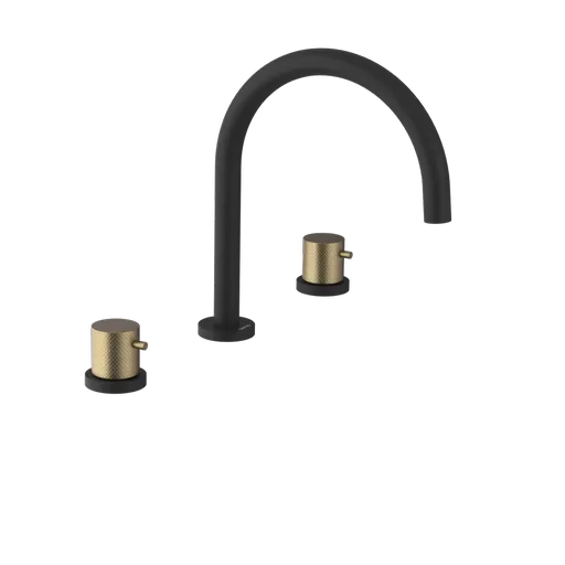 SAPHO ULTRASAN tříprvková stojánková umyvadlová baterie, černá mat/zlato mat UT017VBG