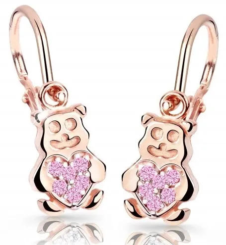 Cutie Jewellery Dětské náušnice z růžového zlata Medvídci C2751-10-X-4 růžová