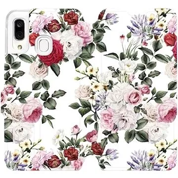 Flipové pouzdro na mobil Samsung Galaxy A40 - MD01S Růže na bílé (5903226863693)