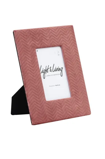 Růžový sametový fotorámeček Doutzen - 19*24 cm (10*15 cm) Light & Living