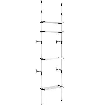 Teleskopický šatní úložný systém s policemi hliník (321106)