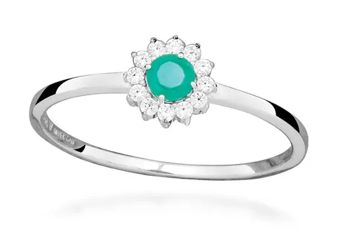 Silver Cat Stříbrný prsten s kubickými zirkony a smaragdem SC564 60 mm