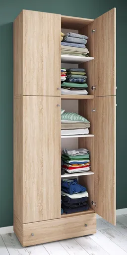 VCM Šatní skříň Lona XXL s otočnými dveřmi se zásuvkou, dub sonoma
