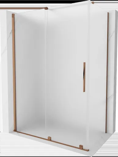 MEXEN/S Velar sprchový kout, posuvné dveře 130 x 70, dekor, růžové zlato 871-130-070-31-60