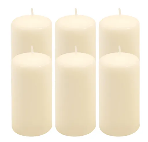 Krémová parafínová svíčka 11,5 cm, 30 h hoření, sada 6 ks