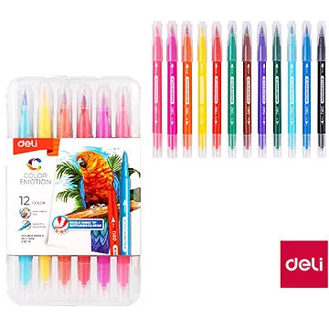 DELI Color Emotion oboustranné štěteček + liner 12 barev (EC151-12)